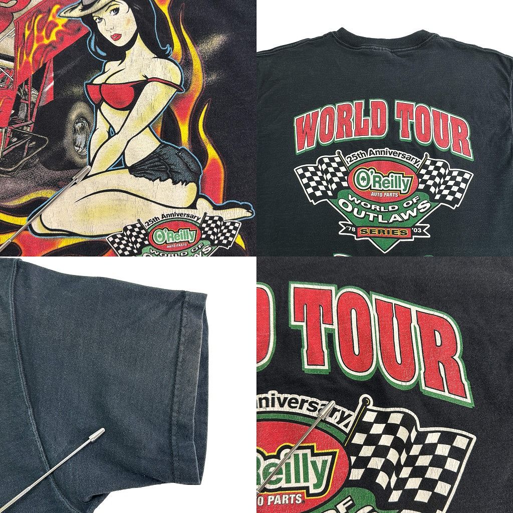 00年代 World of Outlaws レーシングTシャツ ブラック(メンズ L)中古