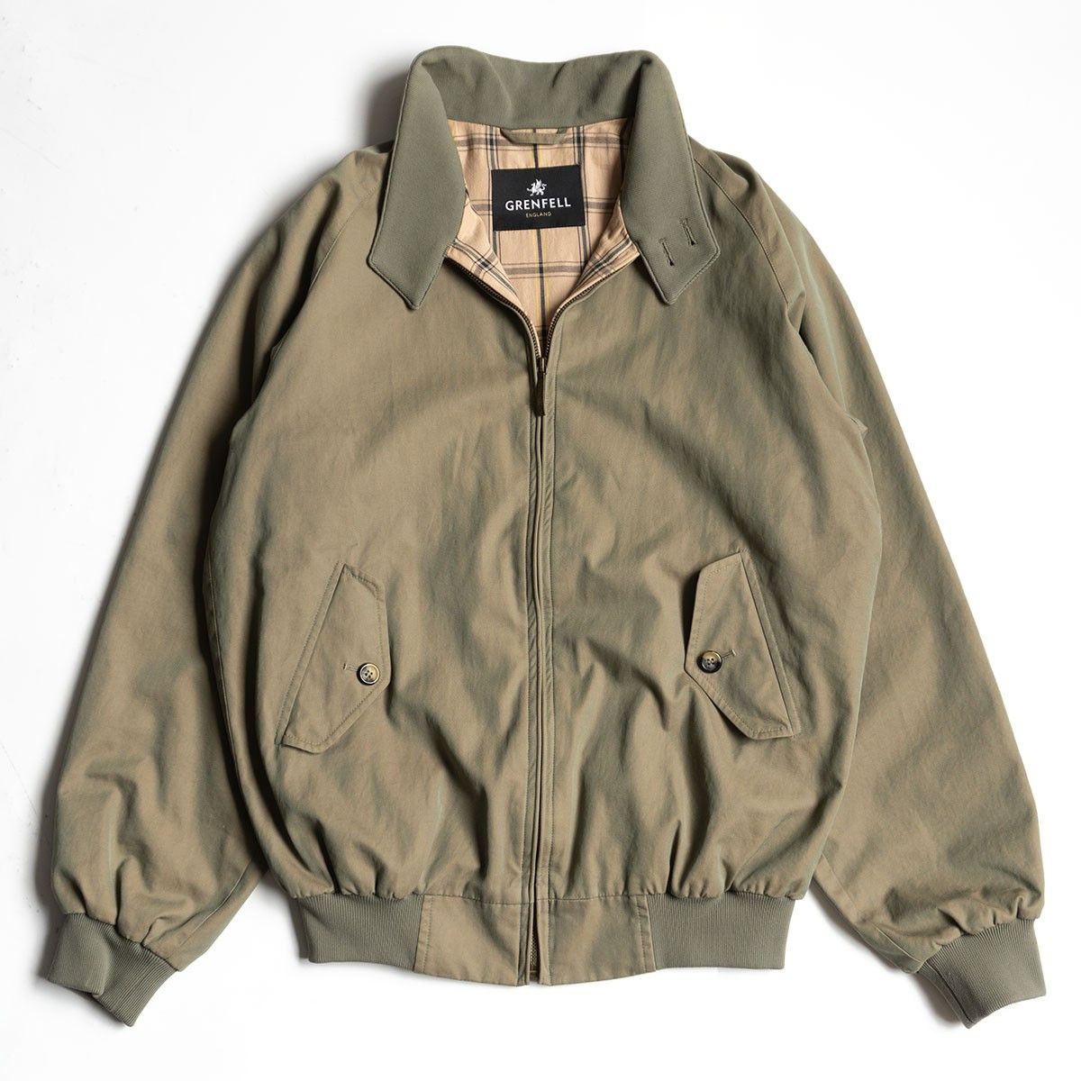 【新品同等】GRENFELL ハリントンジャケット 玉虫オリーブ/Sage 38 美品】GRENFELL【HARRINGTON JACKET】38 ハリントン ジャケット 玉虫