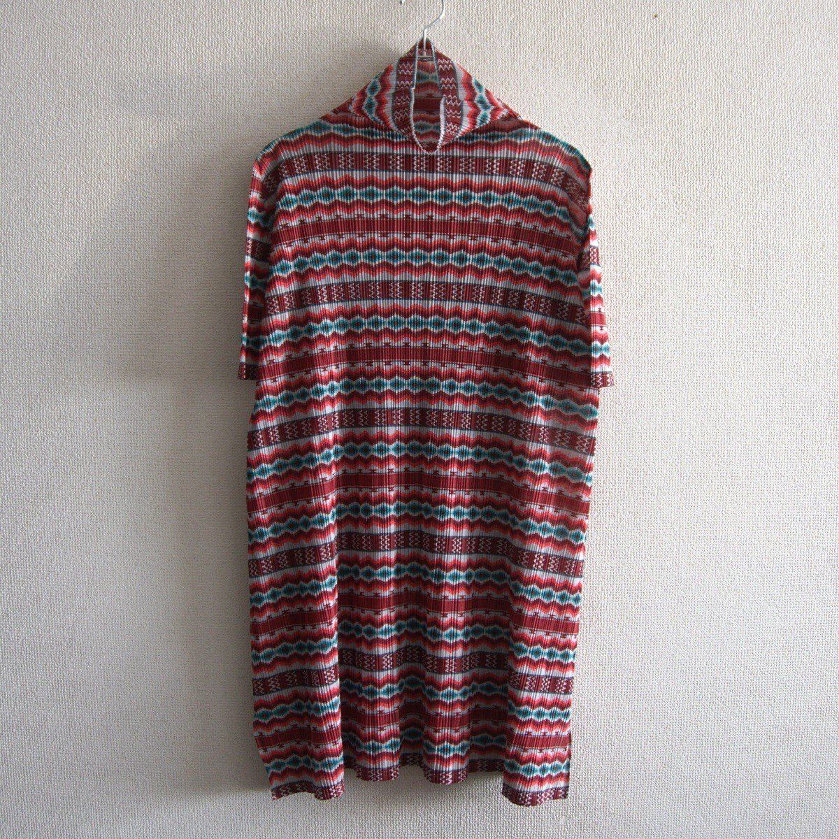 ワンピース 【美品】PLEATS PLEASE【柄 プリーツ チュニックワンピース 