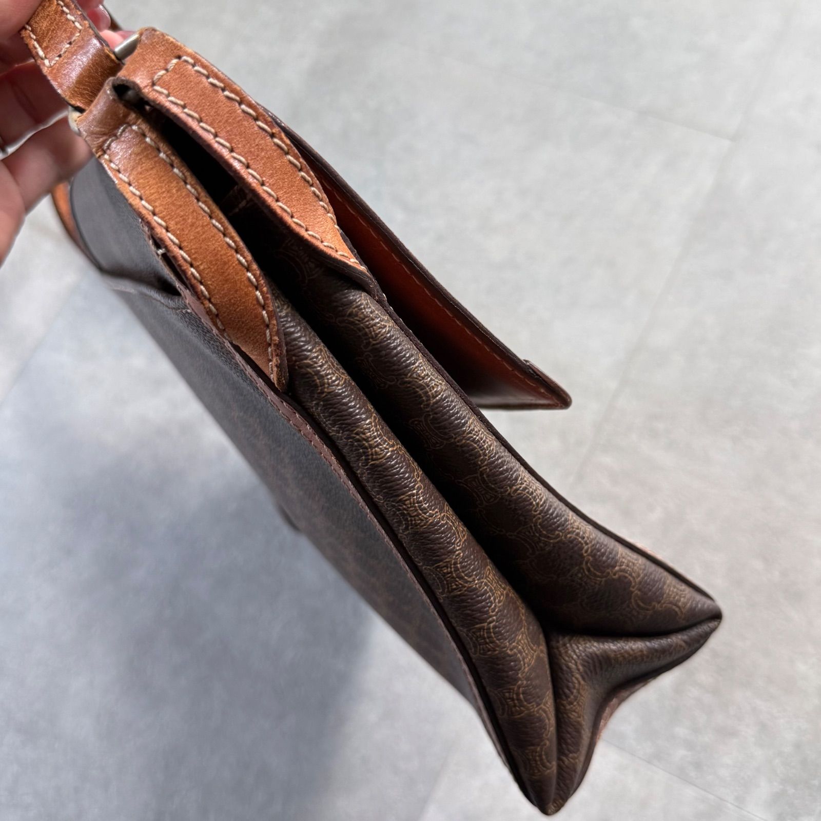 CELINE セリーヌ マカダム ショルダーバック PVCレザー ブラウン 