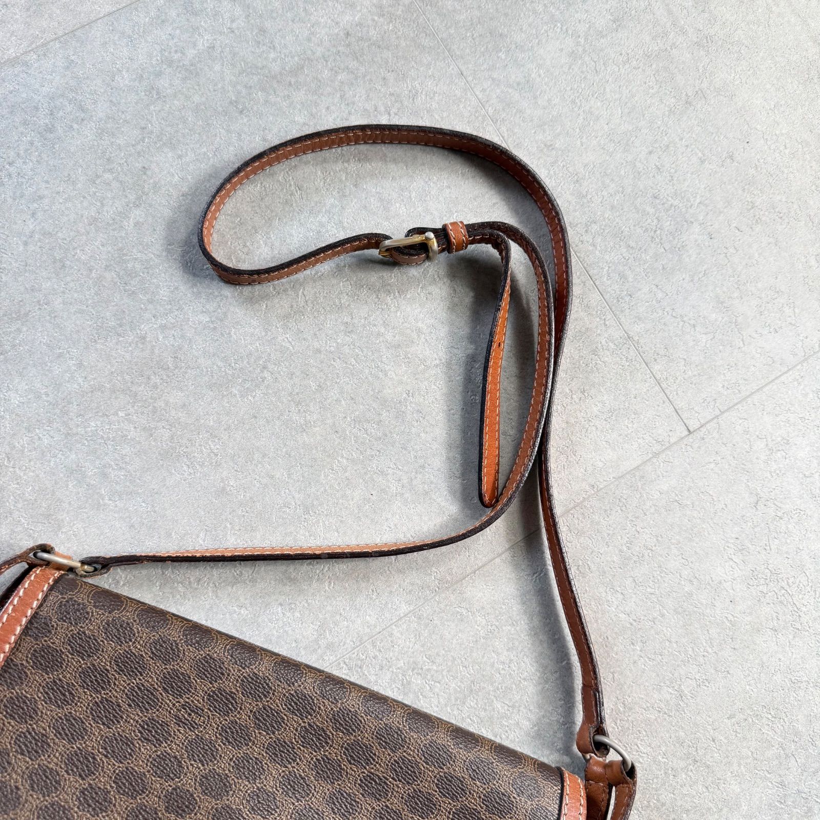 CELINE セリーヌ マカダム ショルダーバック PVCレザー ブラウン 