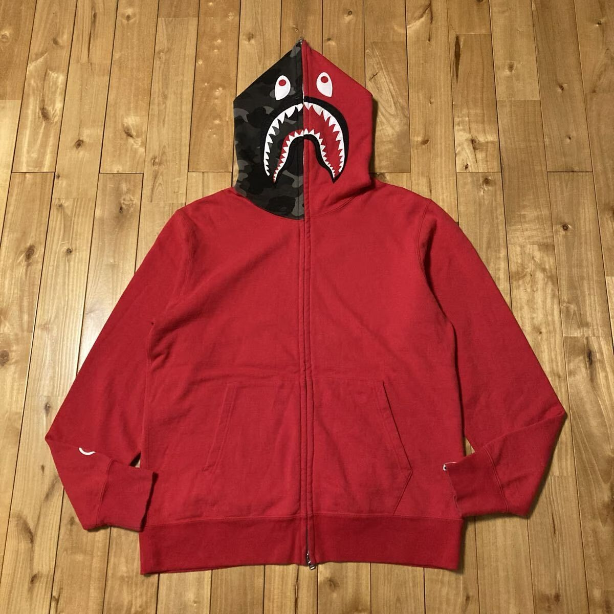 ☆2XL☆ Black Camo × Red シャーク パーカー shark full zip hoodie a 