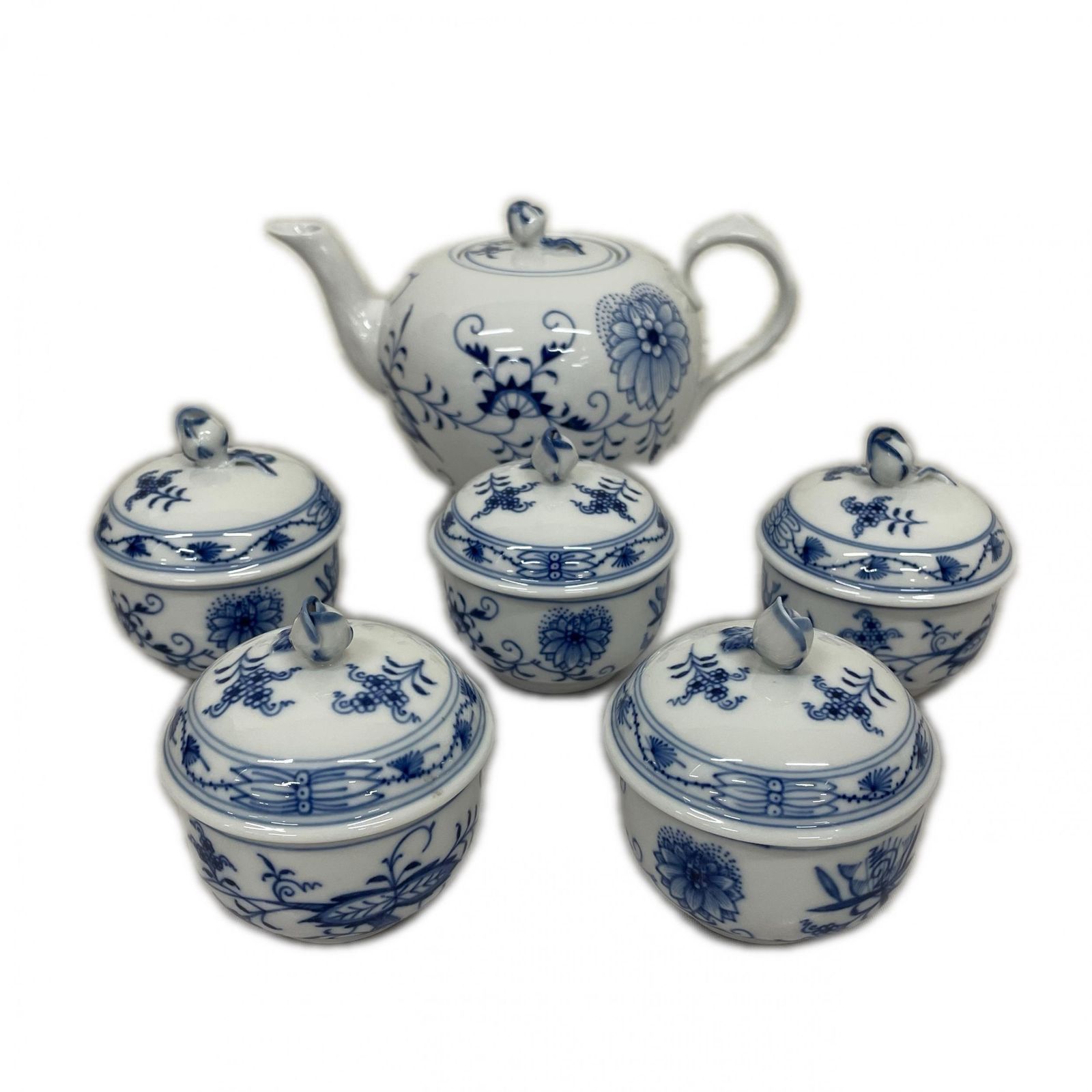希少】Meissen マイセン ブルーオニオン 急須 蓋付き湯呑み 5客 ティー