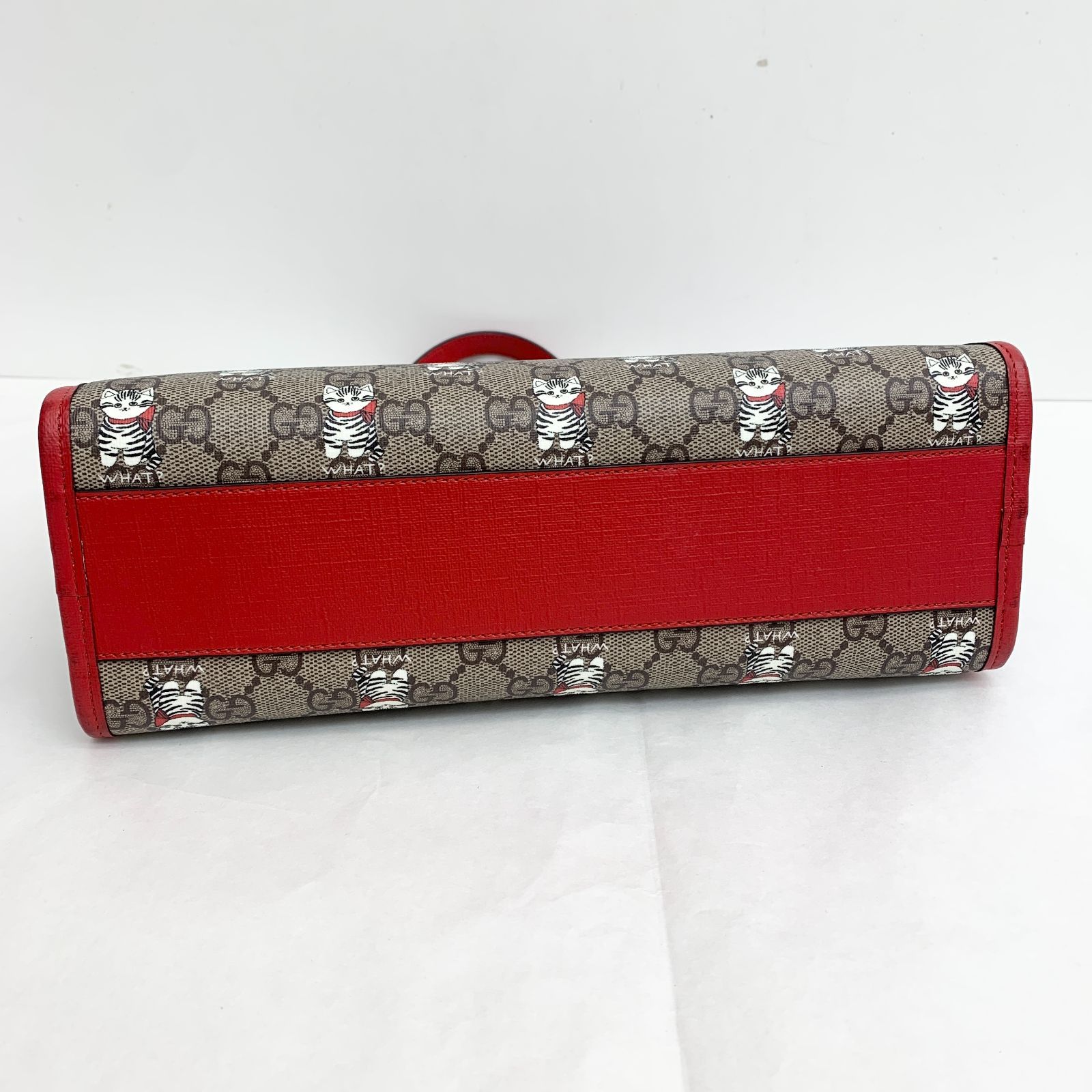グッチ GUCCI チルドレン 605614 PVC ハンドバッグ ベージュ ネコ 猫 