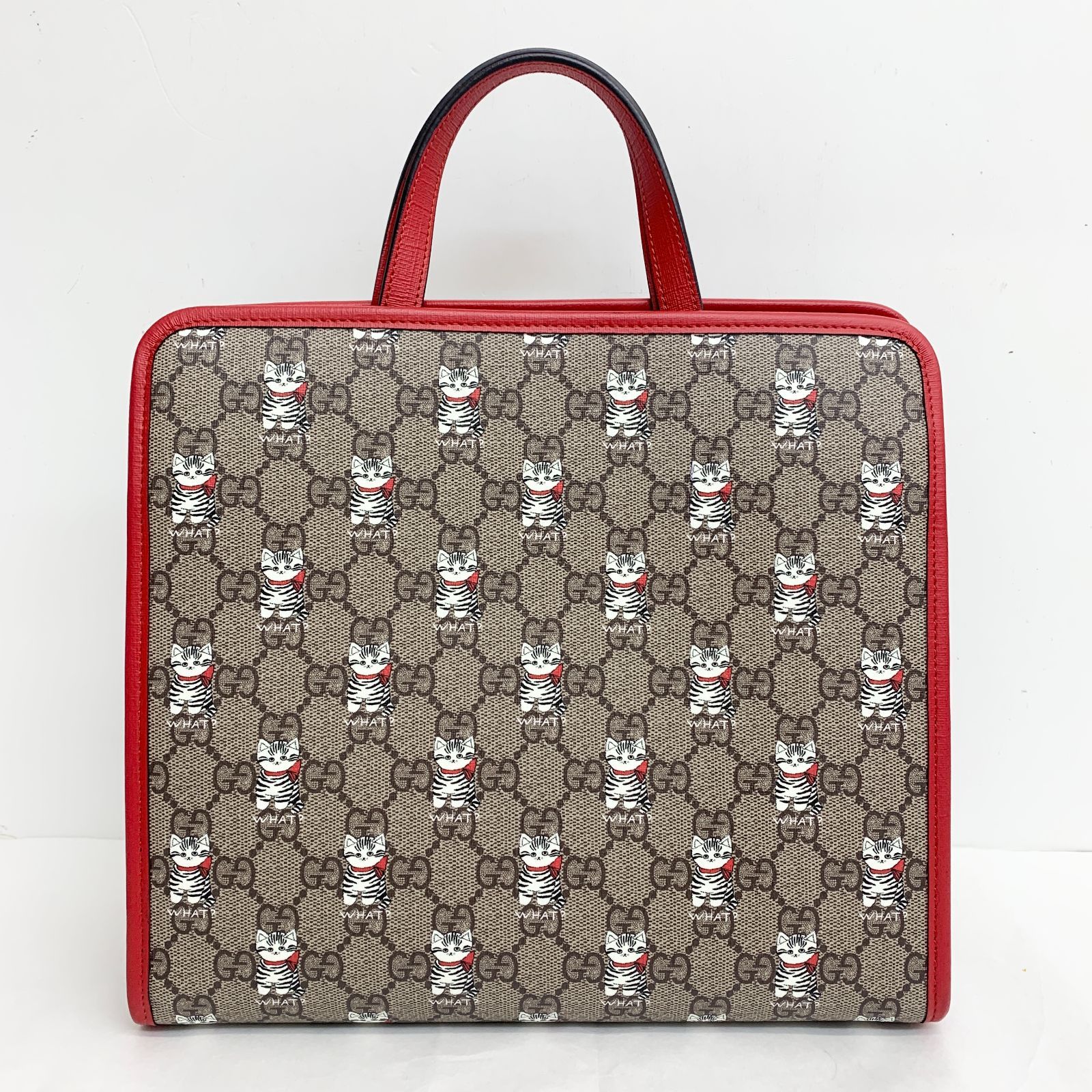 グッチ GUCCI チルドレン 605614 PVC ハンドバッグ ベージュ ネコ 猫 