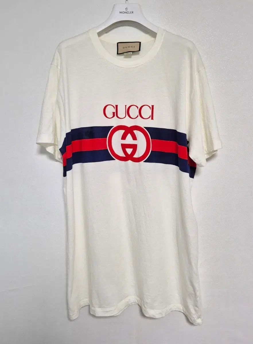 【グッチ】ロゴ インターロッキン Tシャツ 白 L位 ビッグシルエット　イタリア グッチ】ロゴ インターロッキン Tシャツ 白 L位 ビッグシルエット