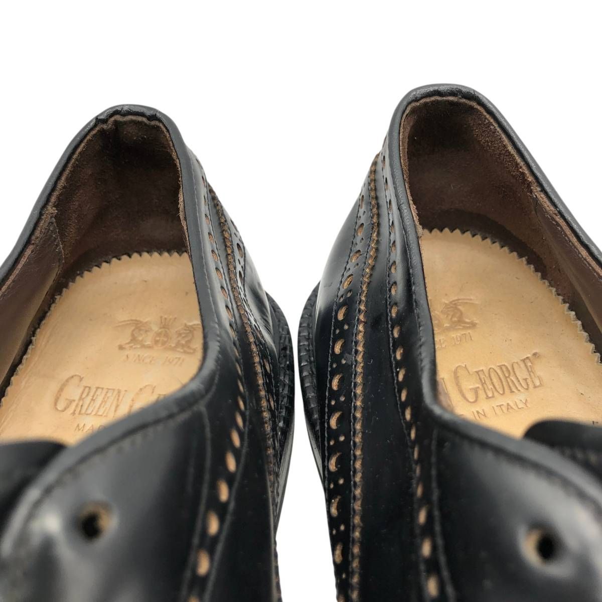 古着 グリーン ジョージ GREEN E フルブローグ ウイングチップシューズ イタリア製 8 1/2 メンズ28.5cm相当/saa015022 古着 グリーン ジョージ GREEN GEORGE フルブローグ ウイングチップ