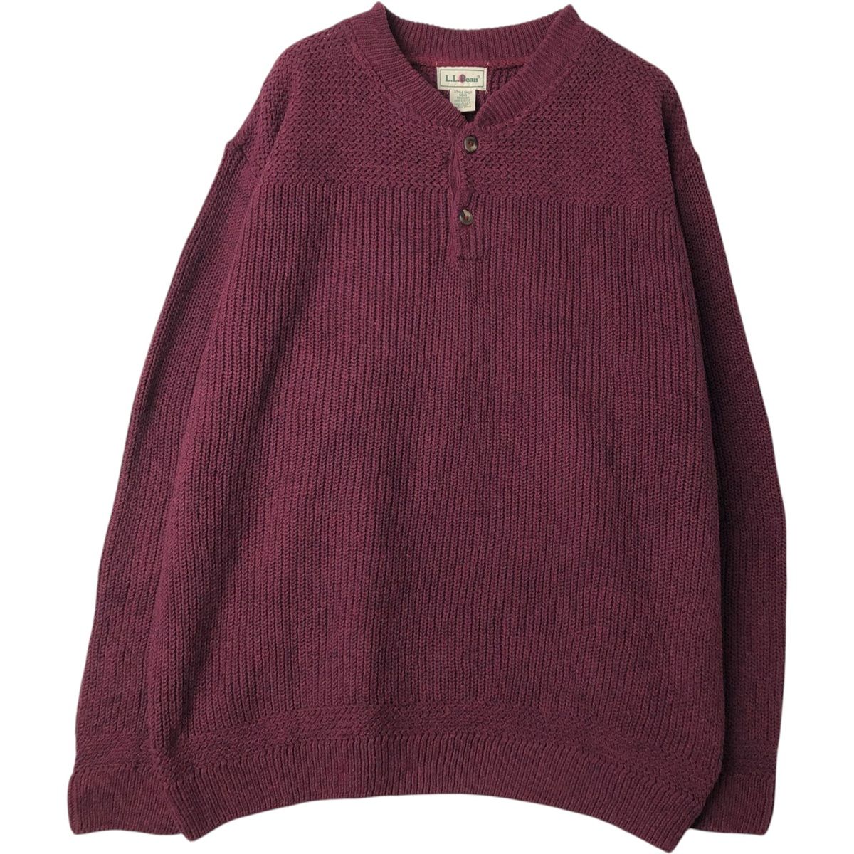 古着 90年代 エルエルビーン L.L.Bean ヘンリーネック コットンニット 