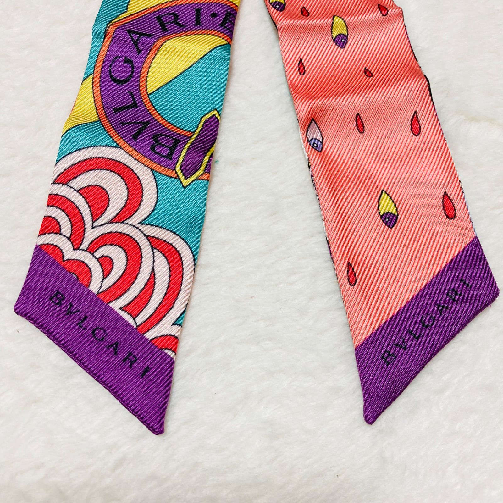 1円 □美品□ BVLGARI ブルガリ シルク100% 総柄 大判 スカーフ