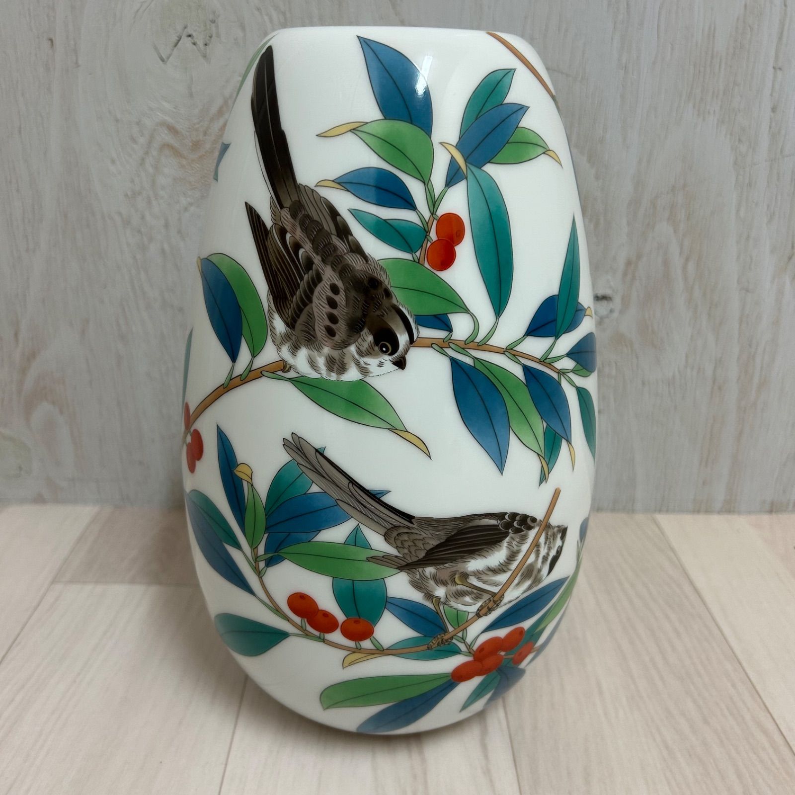 のスニーカー 香蘭社　鳥と葉の花瓶 香蘭社 【公式通販】 美品 花瓶 鳥 「燦彩南天」 花瓶・フラワースタンド
