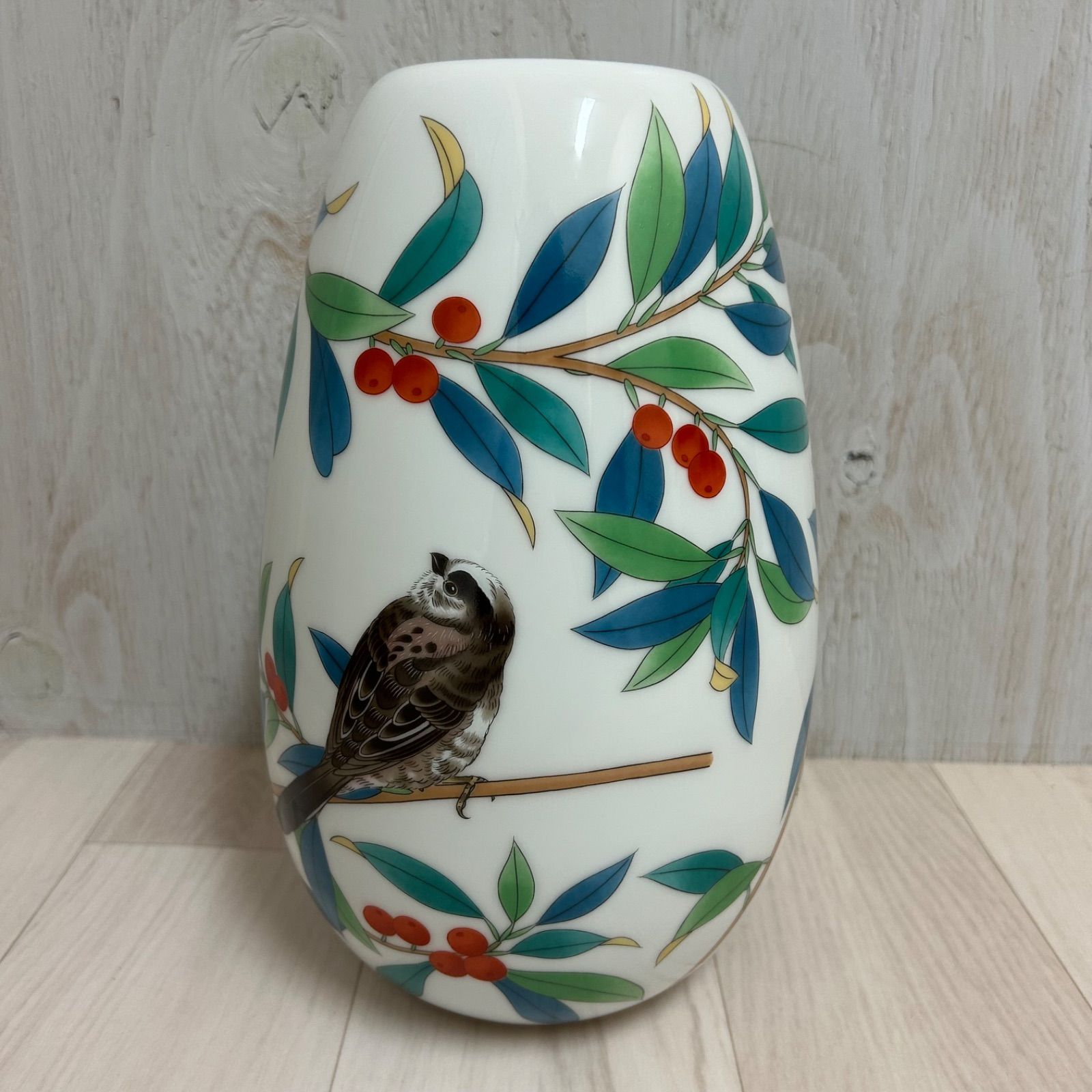 のスニーカー 香蘭社 「燦彩南天」 鳥 花瓶 美品 【公式通販】