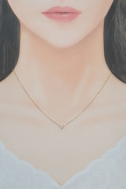 アーカー ダイヤモンド ハートパヴェ ネックレス K18イエローゴールド 