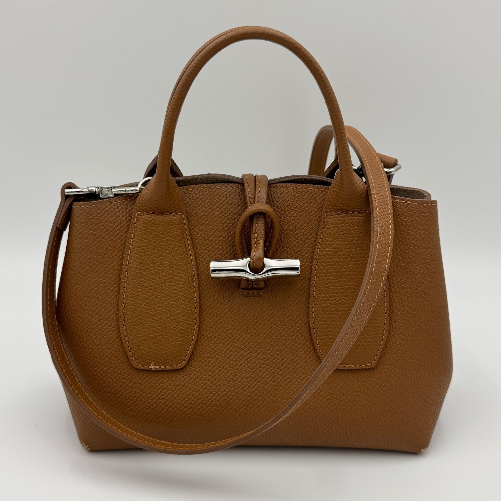LONGCHAMP ロゾ S 2WAY ハンドバッグ レザー ブラウン ショルダー付 