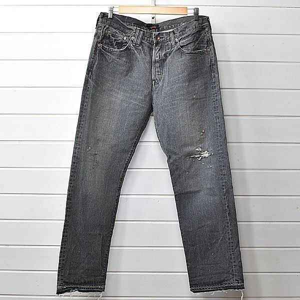 チマラ chimala ダメージ加工ブラックデニム チマラ ダメージ デニムパンツ 34 ブラック chimala｜22j1320 - メルカリ
