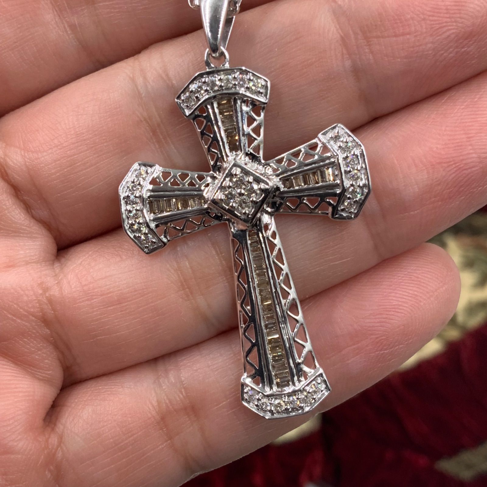 K18WG ホワイトゴールド ネックレス ダイヤ0.8ct 7.5g 約45cm - メルカリ