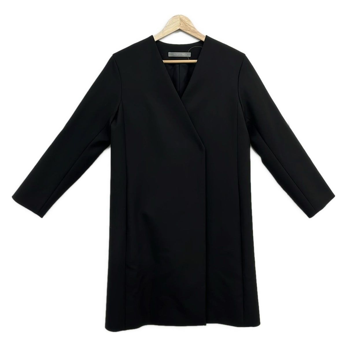 theory luxe 黒 コート theory luxe ウールノーカラーロングコート 黒 