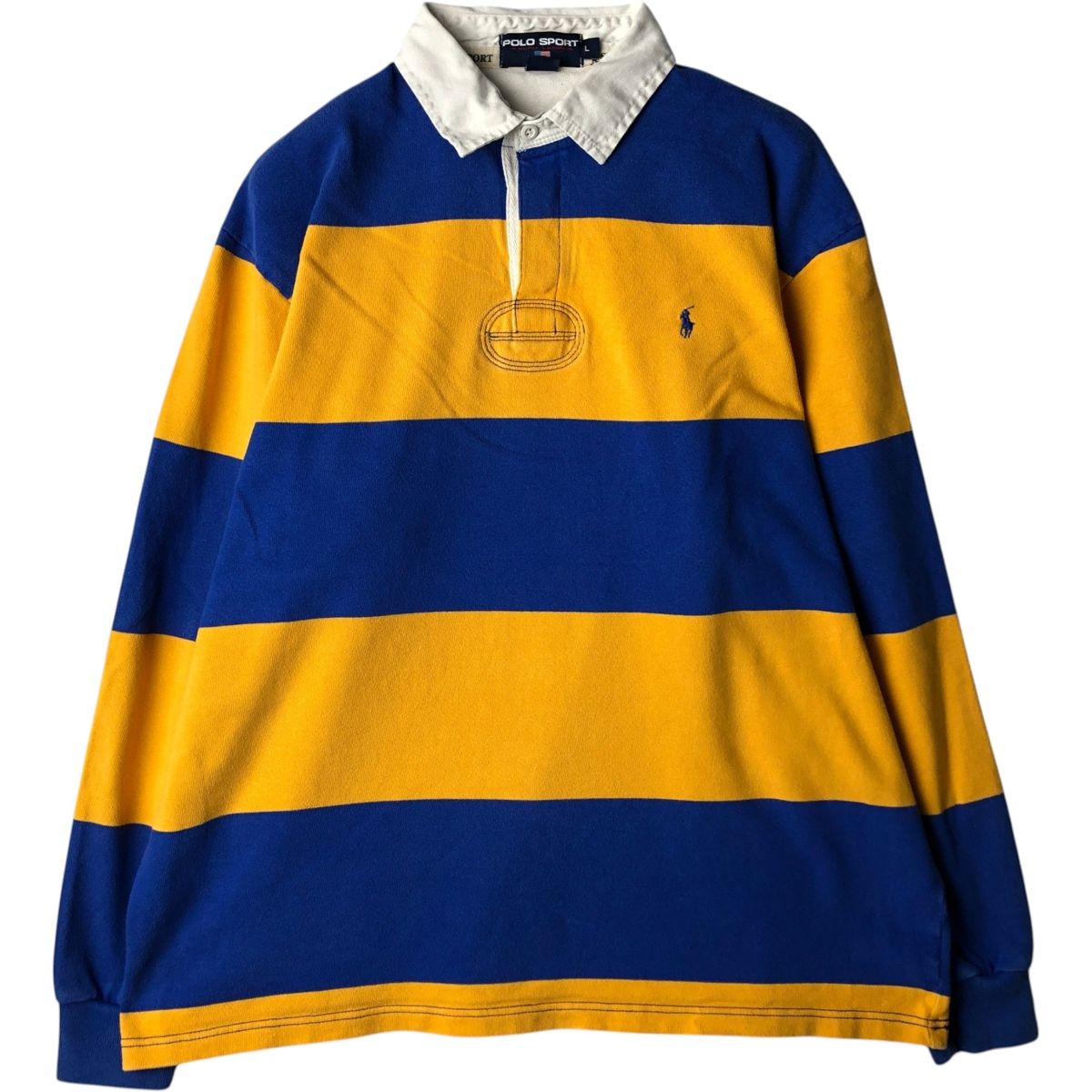 POLO SPORTS ラルフローレン ラガーシャツ 長袖 ロゴ ボーダー XL 古着 ラルフローレン Ralph Lauren POLO SPORT ポロスポーツ ボーダー