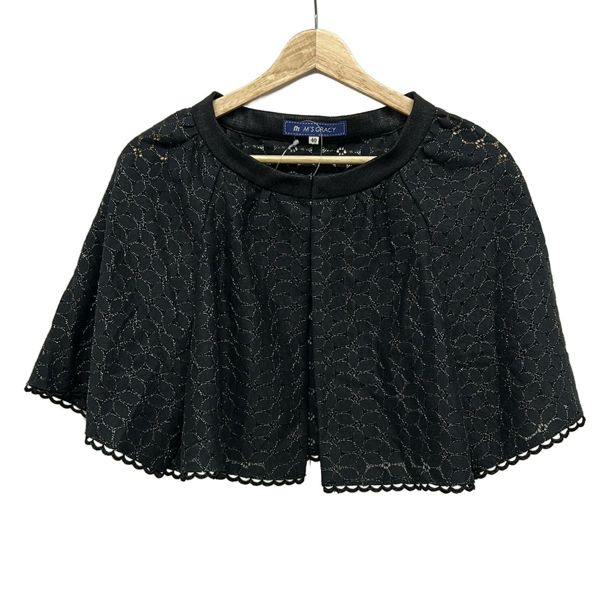 M'S GRACY - M'S GRACY(エムズグレイシー) ボレロ サイズ40 M レディース美品  - ダークネイビー 長袖/フラワー(花) コットン、コットン M'S GRACY(エムズグレイシー) ボレロ サイズ40 M レディース美品