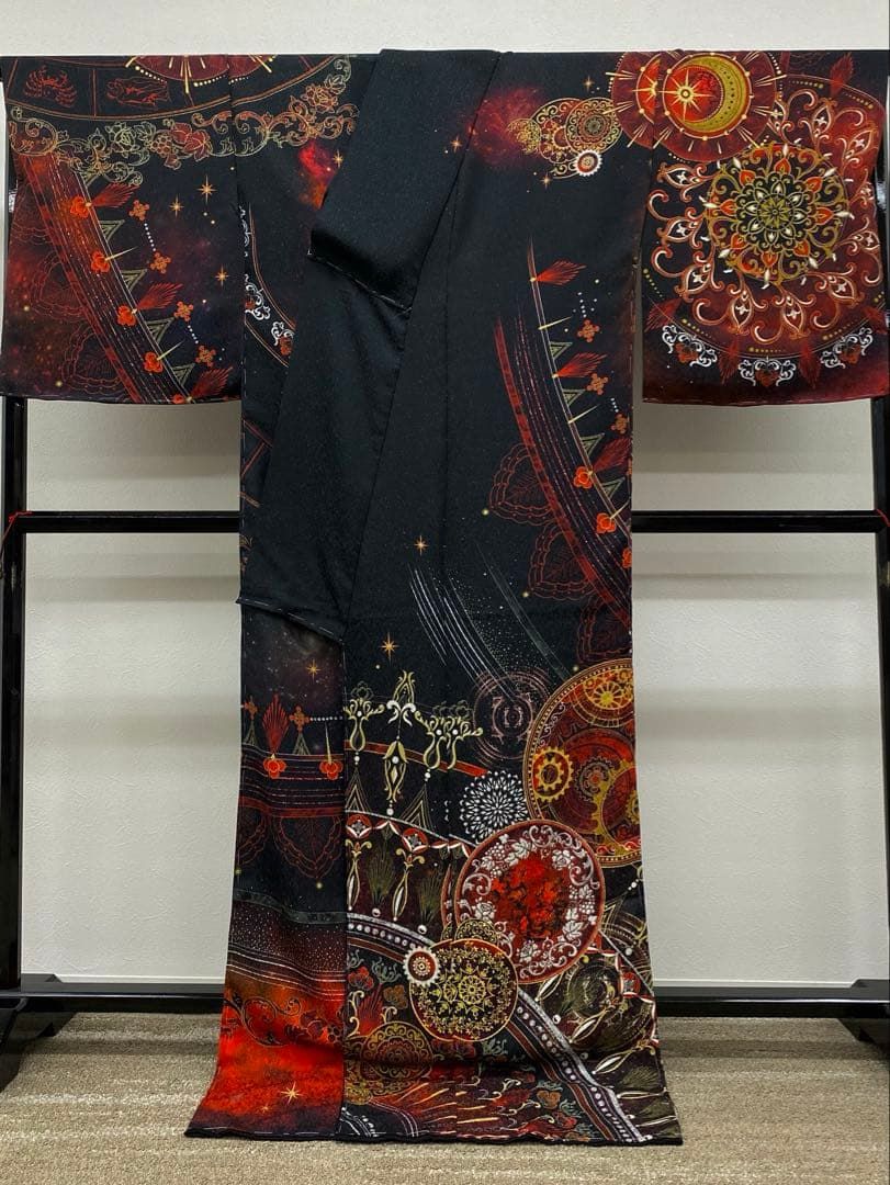 グロワール 銀通し 訪問着 仮絵羽 銀河 宇宙 未仕立て品 八掛付き 正絹 