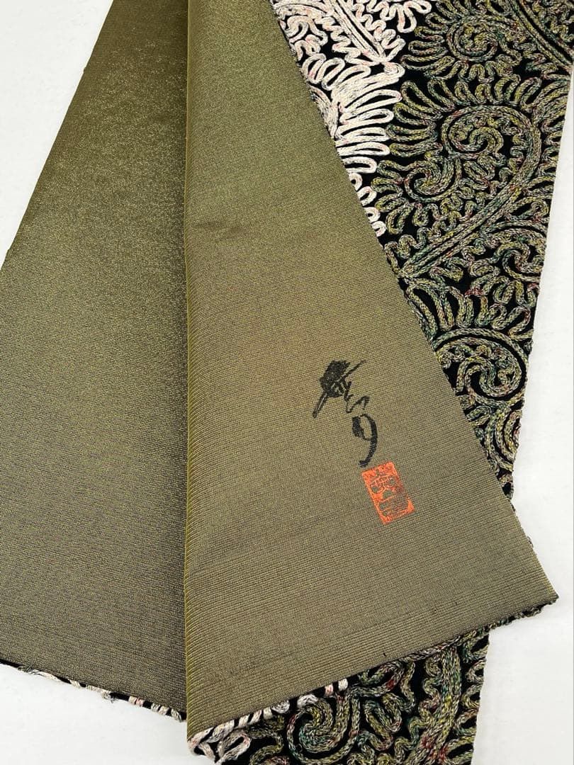 無月 MUGETU 落款入 総刺繍 全通 袋帯 正絹 D554 - メルカリ