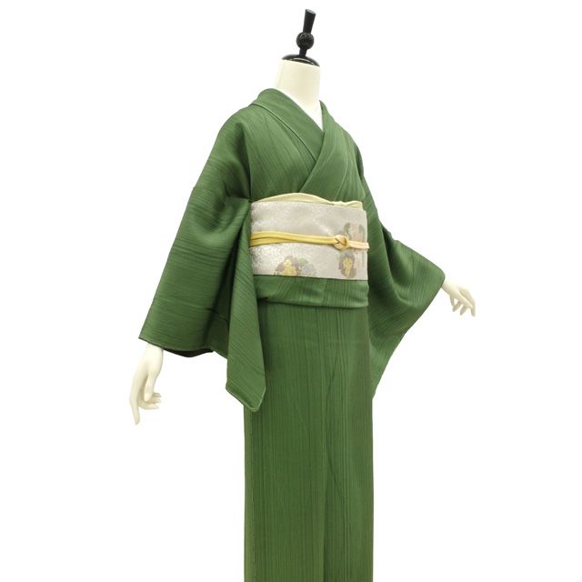 ぷ*う様 正絹・伝統的工芸品・手染屋吉兵衛・染め市松小紋袷着物・現代サイズ・しつ 新古品】 小紋 手染屋 吉兵衛 袷 着物 未使用 正絹 緑 グリーン系 志毛