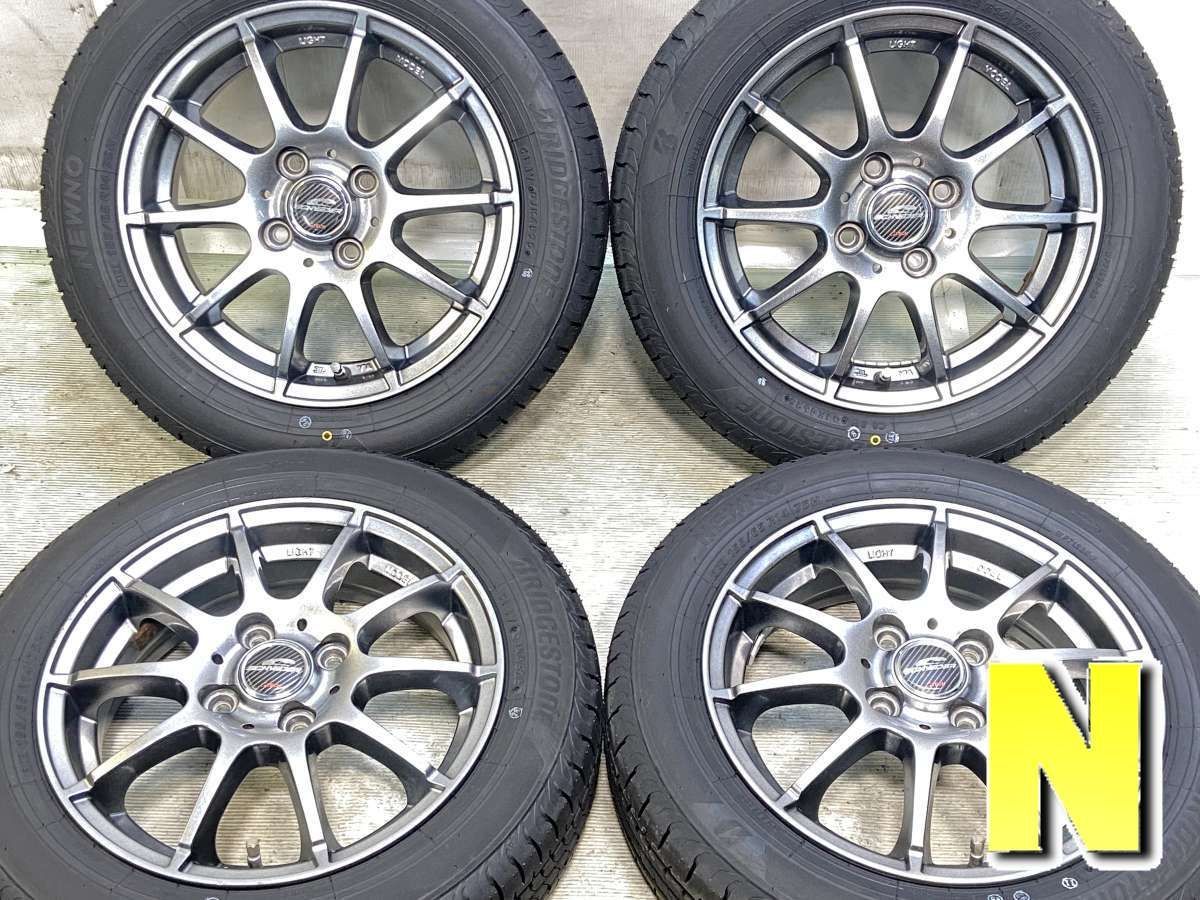 155/65R14 ブリヂストン NEWNO SCHNEDER 14x4.5 43 100-4穴 中古タイヤ 