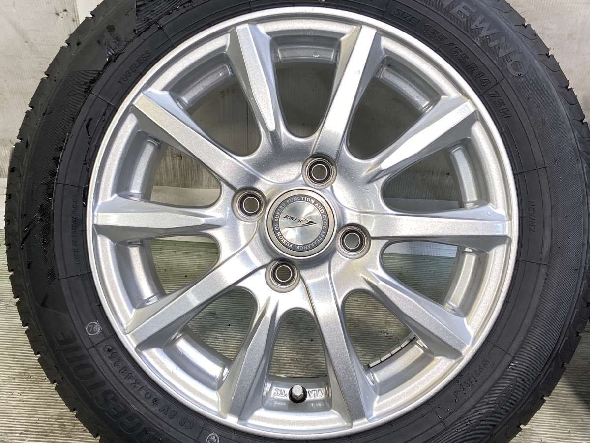 155/65R14 ブリヂストン NEWNO JOKER 14x4.5 45 100-4穴 中古タイヤ 