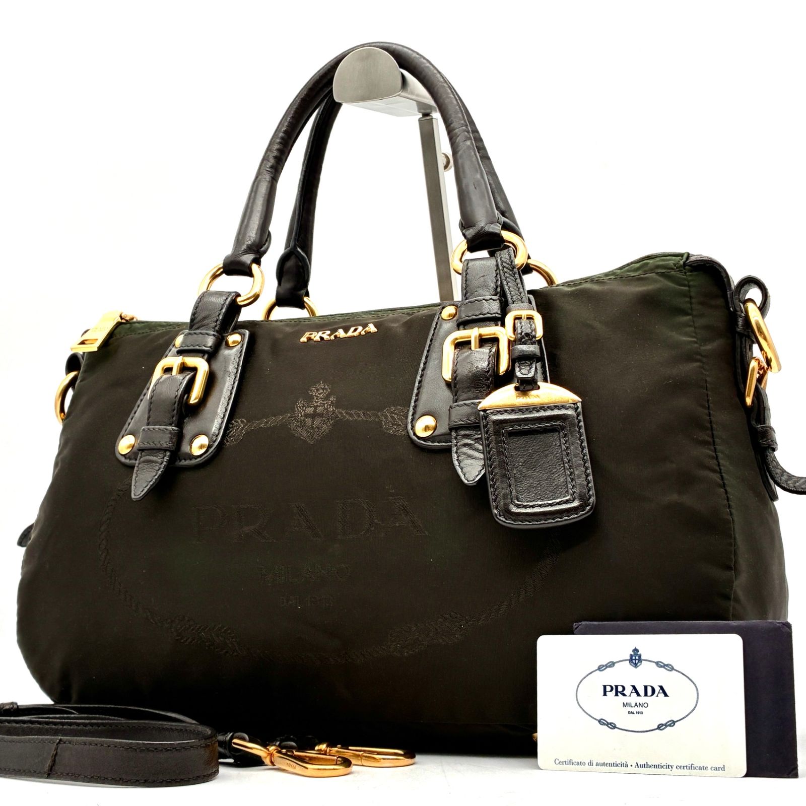 正規品 PRADA プラダ ロゴジャガード 2way ショルダーバッグ トート 