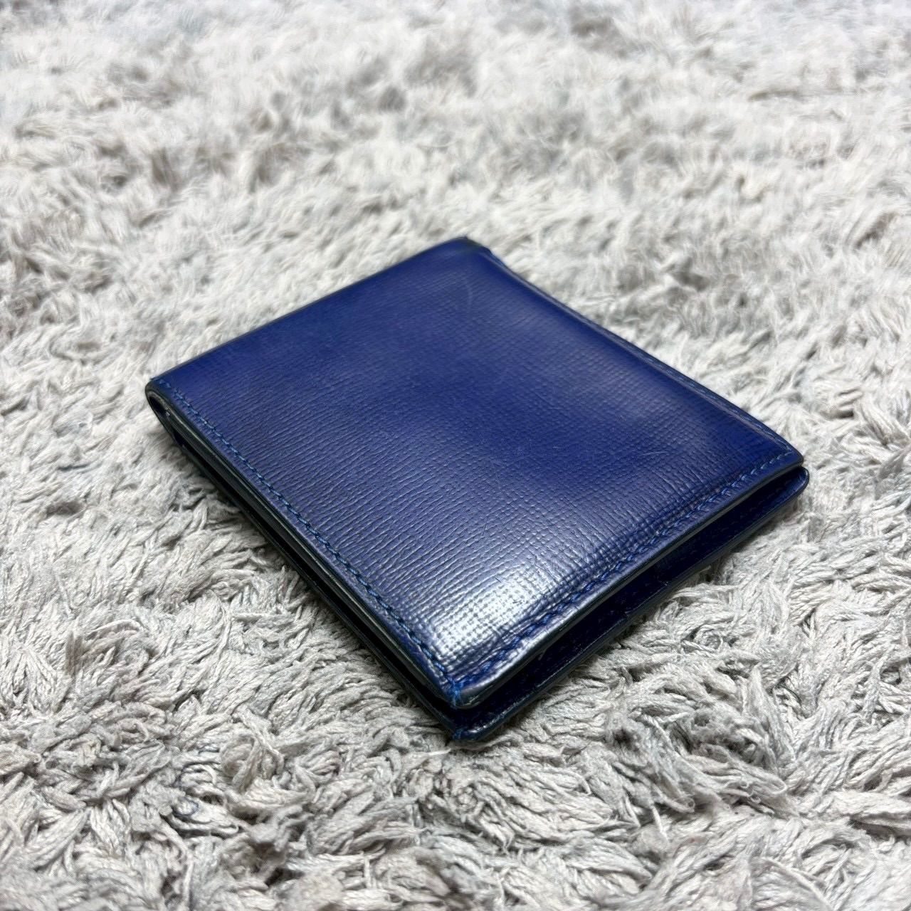 Valextra ヴァレクストラ 二つ折り財布 レザー ブルー系 保管袋付き 