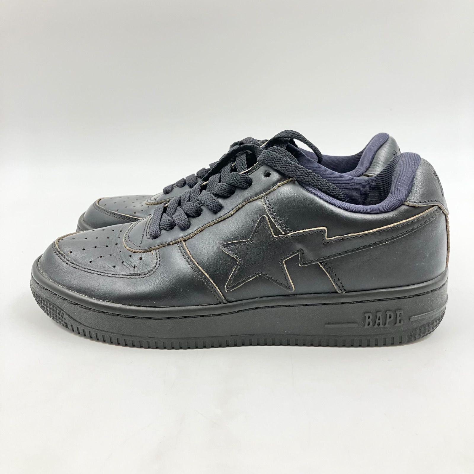 A BATHING APE LEATHER BAPE STA ベイプ レザー スニーカー ブラック 