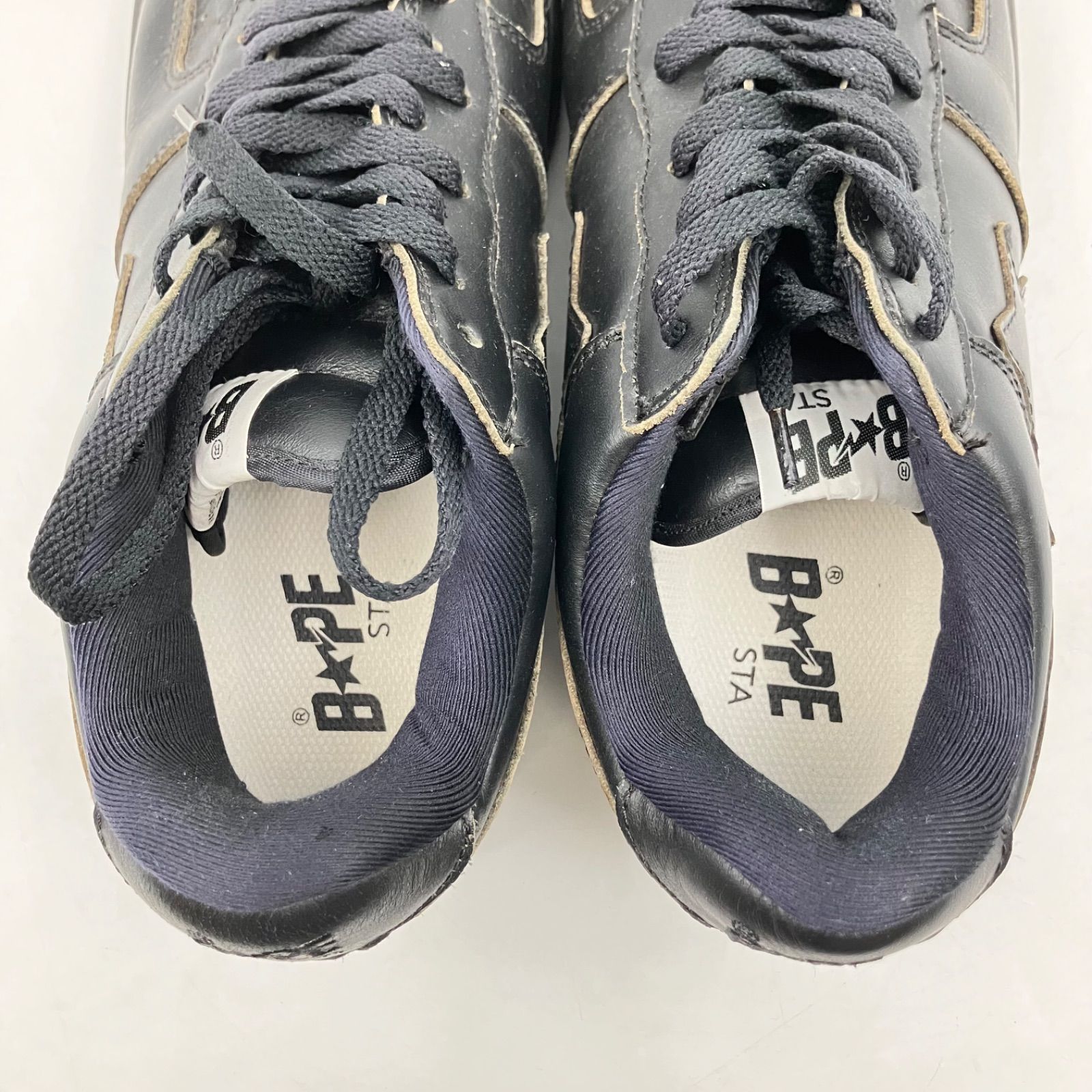 A BATHING APE LEATHER BAPE STA ベイプ レザー スニーカー ブラック 