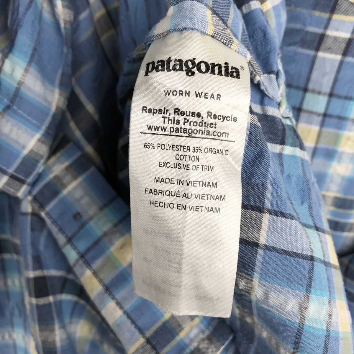 古着 パタゴニア Patagonia パッカーウェアシャツ 53004SP18 チェック柄 シアサッカー 半袖 ポリコットンシャツ メンズS相当/eaa626425 古着 パタゴニア Patagonia パッカーウェアシャツ 53004SP18 チェック