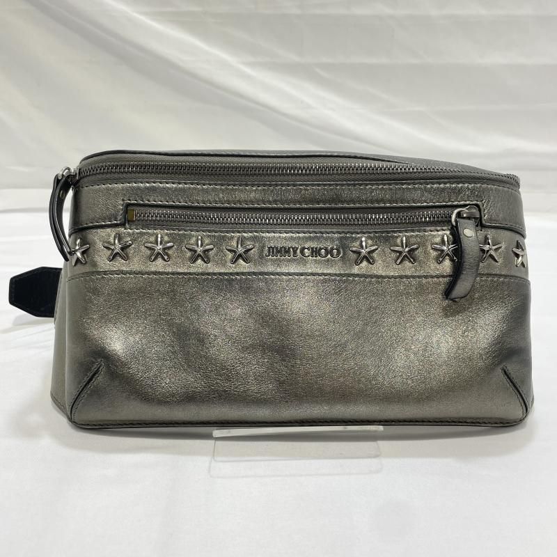 中古】JIMMY CHOO スタースタッズボディバッグ メタリックグレー 