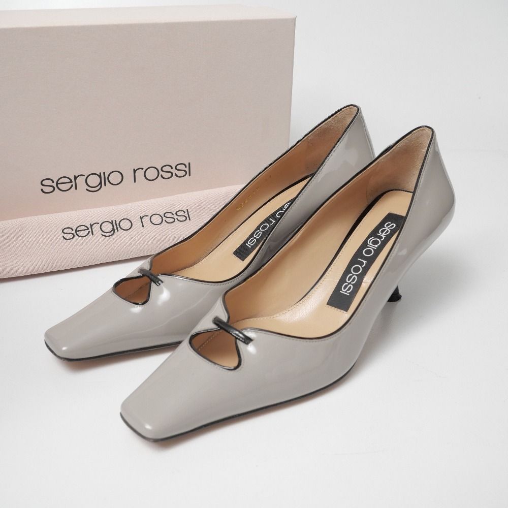 セルジオロッシ sr twenty レザー×エナメル アイボリー サイズ35 □美品□Sergio Rossi セルジオロッシ SR TWENTY 060 パンプス サイズ