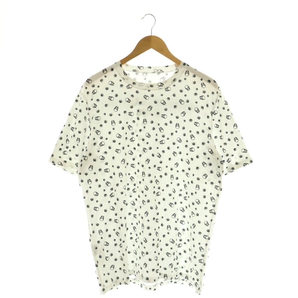 ルシアンペラフィネ LUCIEN PELLAT-FINET Tシャツ 半袖 総柄 スカル ラバーロゴプリント L ホワイト /MY OS GY17
