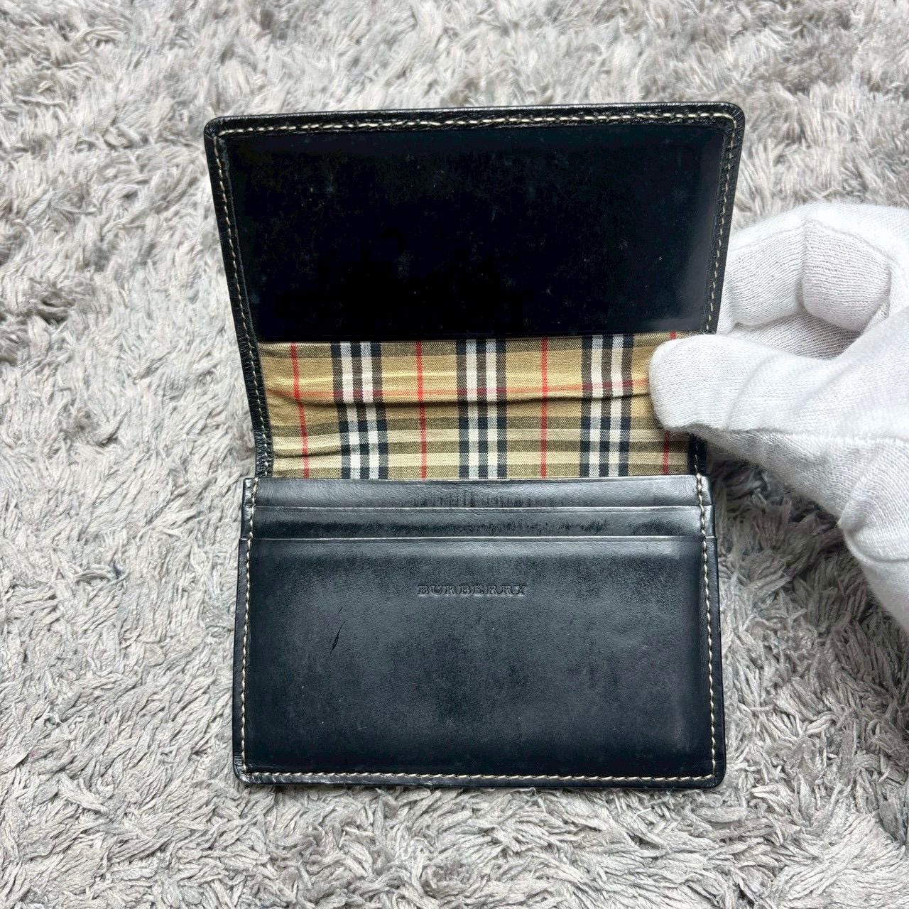 BURBERRY バーバリー カードケース 名刺入れ レザー ブラック ノバ