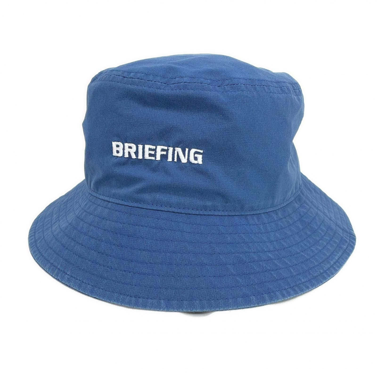 中古 ブリーフィング BRIEFING バケットハット フリー デニムブルー デニム風 ロゴ刺繍 ストレッチ 薄手