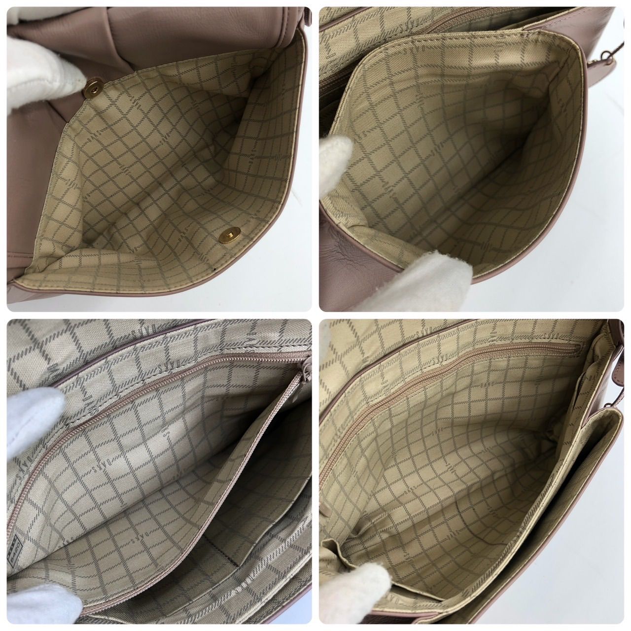 DAKS ダックス ショルダーバッグ 2WAY 本革 レザー グレージュ 中古 