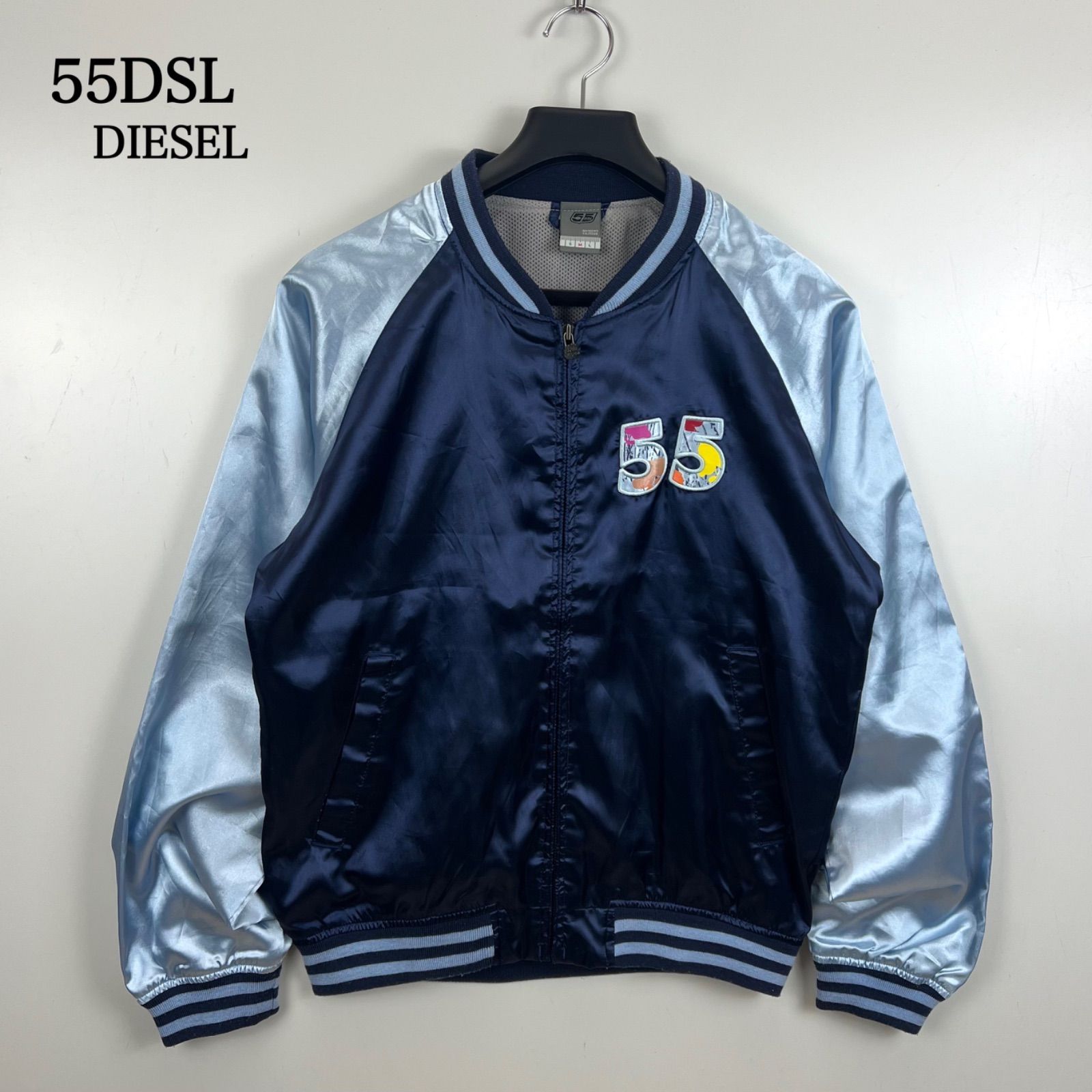 コ 55DSL DIESEL 00s y2k archive satin varsity jacket M ディーゼル 