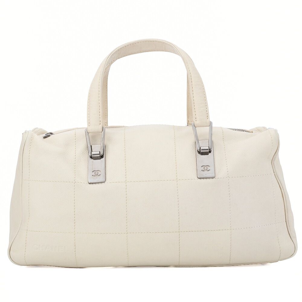 CHANEL シャネル　ハンドバッグ　チョコバー　ココマーク　ラムスキン　ベージュ　シルバー金具　ブランド【中古】【送料無料】 CHANEL シャネル ハンドバッグ チョコバー ココマーク キャビアスキン