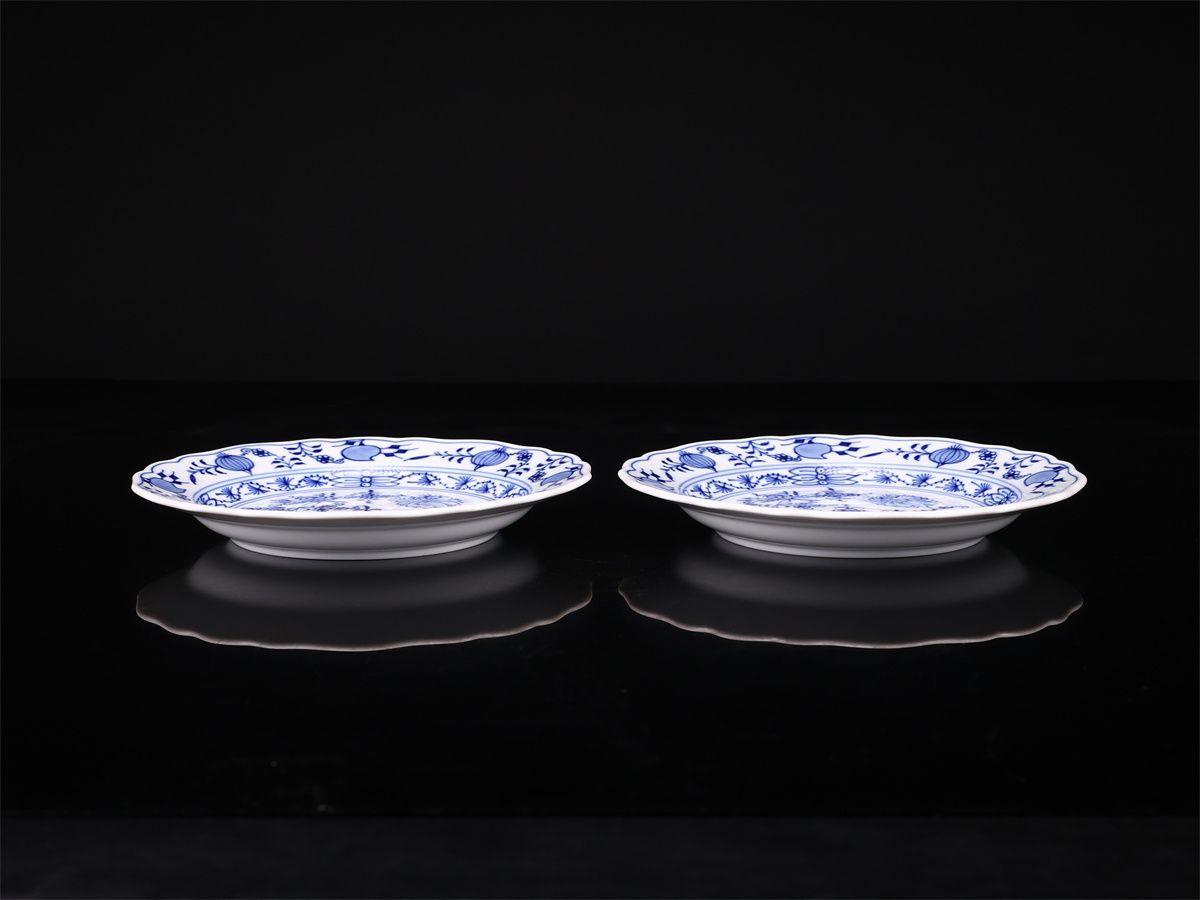 MEISSEN 【マイセン】 ブルーオニオン プレート 2点 一対 径18㎝／1点