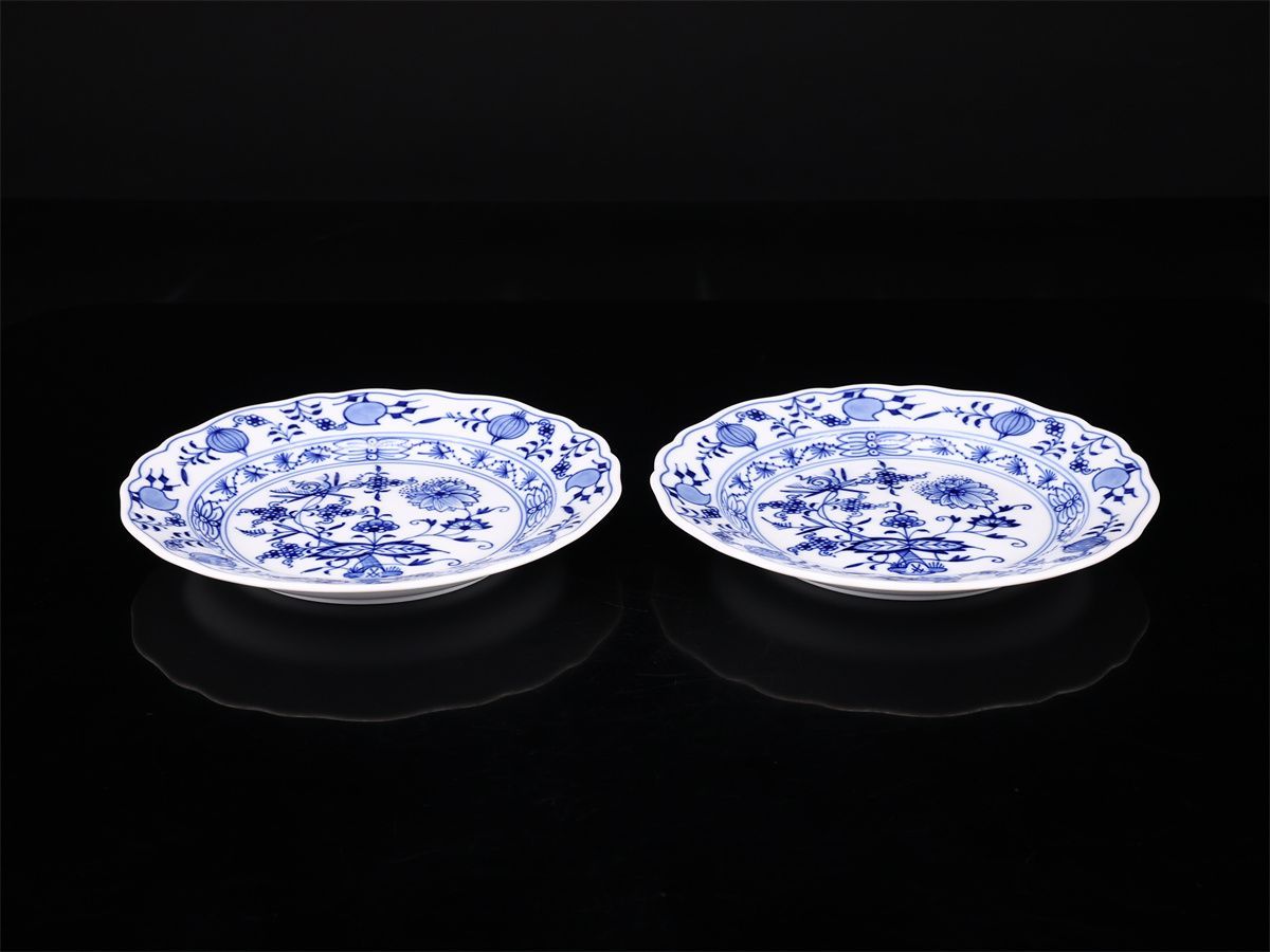 MEISSEN 【マイセン】 ブルーオニオン プレート 2点 一対 径18㎝／1点