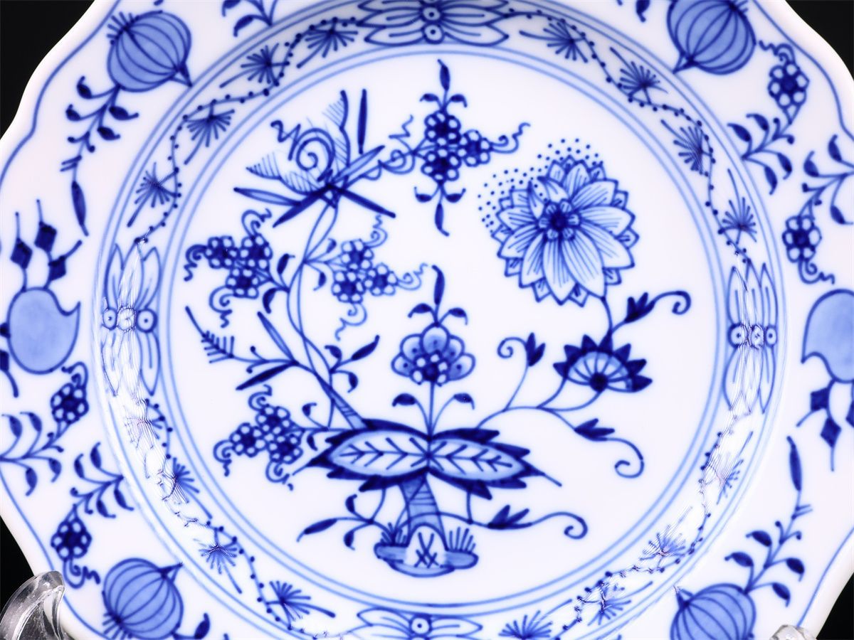 MEISSEN 【マイセン】 ブルーオニオン プレート 2点 一対 径18㎝／1点