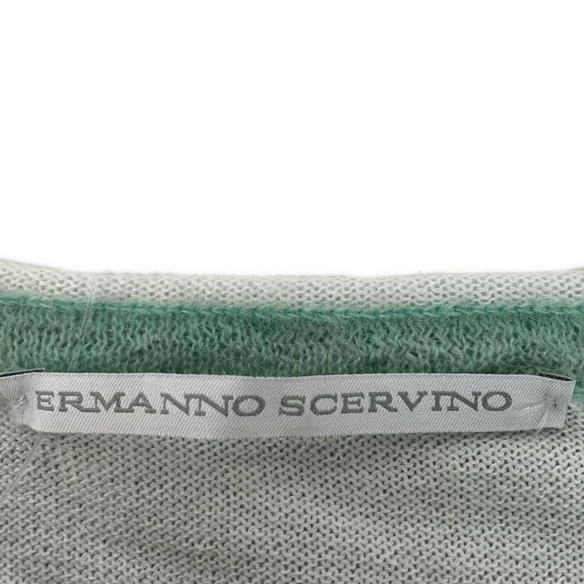 ERMANNO SCERVINO(エルマノシェルビーノ) 長袖セーター サイズ40 M レディース美品  グリーン×白 ERMANNO SCERVINO(エルマノシェルビーノ) 長袖セーター サイズ40 M