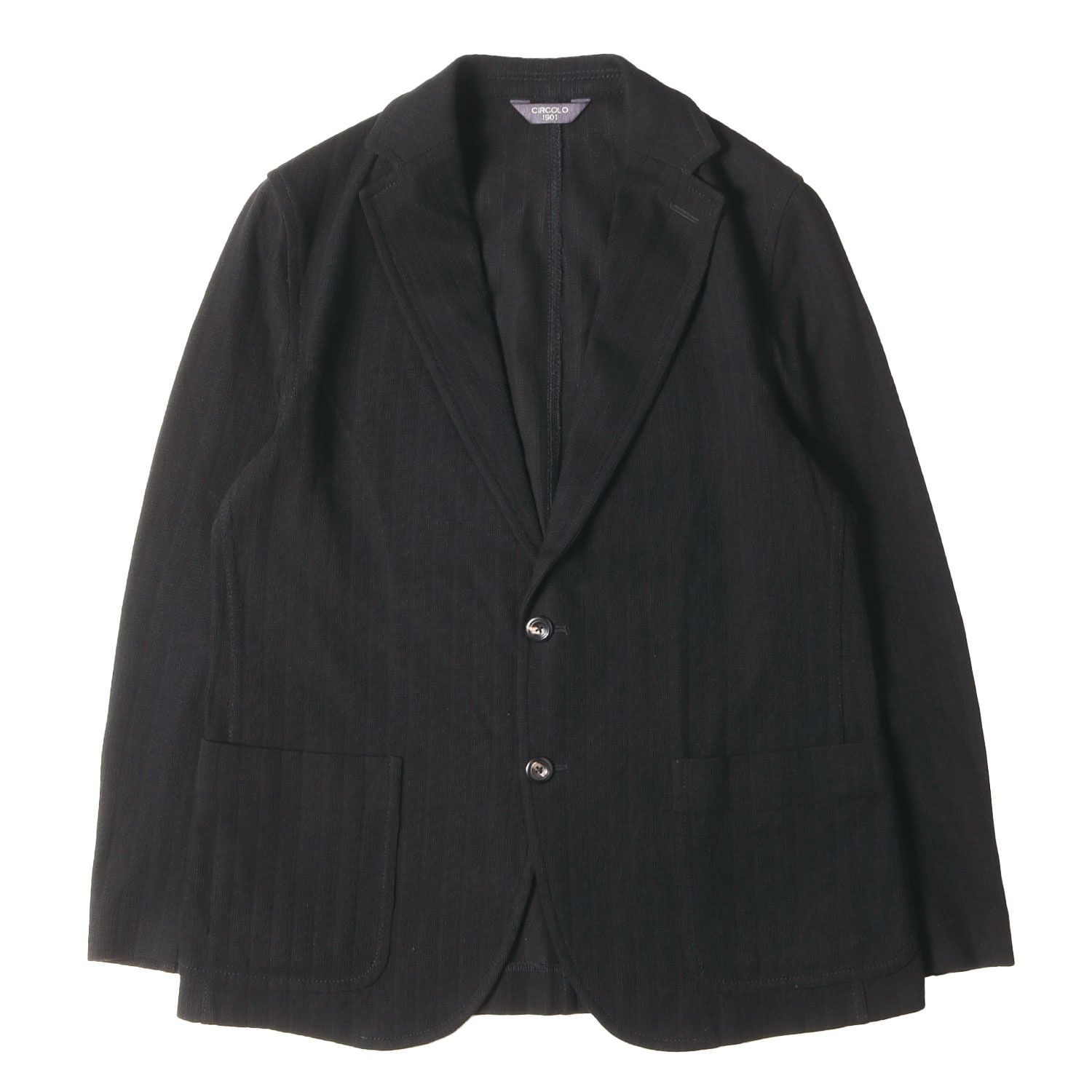 【美品】CIRCOLO 1901 チルコロ 1901 ジャケット ブラック 黒 サイズ:44 | 25SS ドビー ジャージー 2B テーラード ジャケット | アウター ブレザー 上着【メンズ】【中古】 美品】CIRCOLO 1901 チルコロ 1901 ジャケット ブラック 黒 サイズ:44