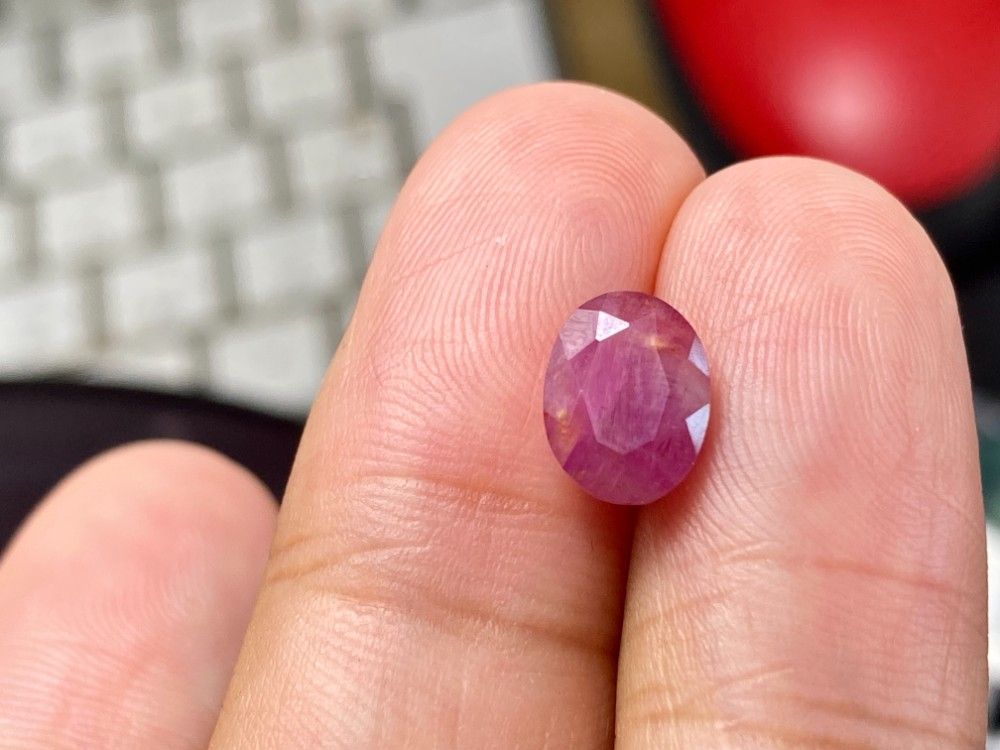 RS13-13 非加熱 2.11ct ミルキー 暗ピンク紫 サファイア べドナム産