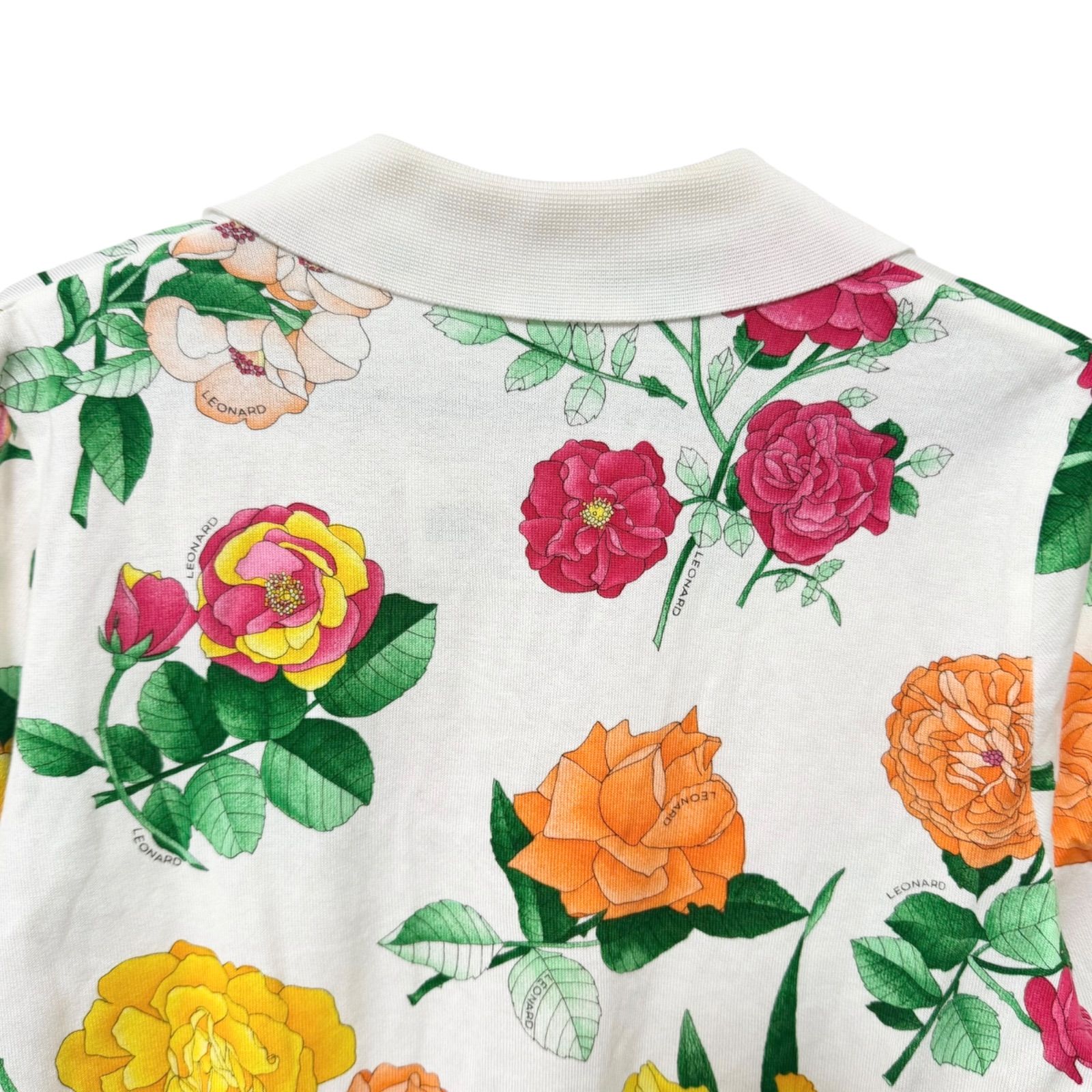 美品】LEONARD レオナール レディース トップス 半袖 花柄 綿100％ M 