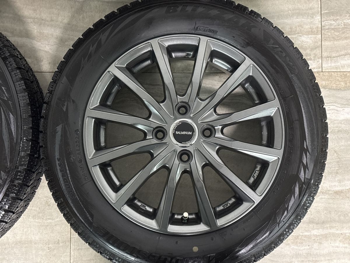 美品 バリ溝】バルミナ 15in 5.5J +50 PCD100 ブリヂストン ブリザック 