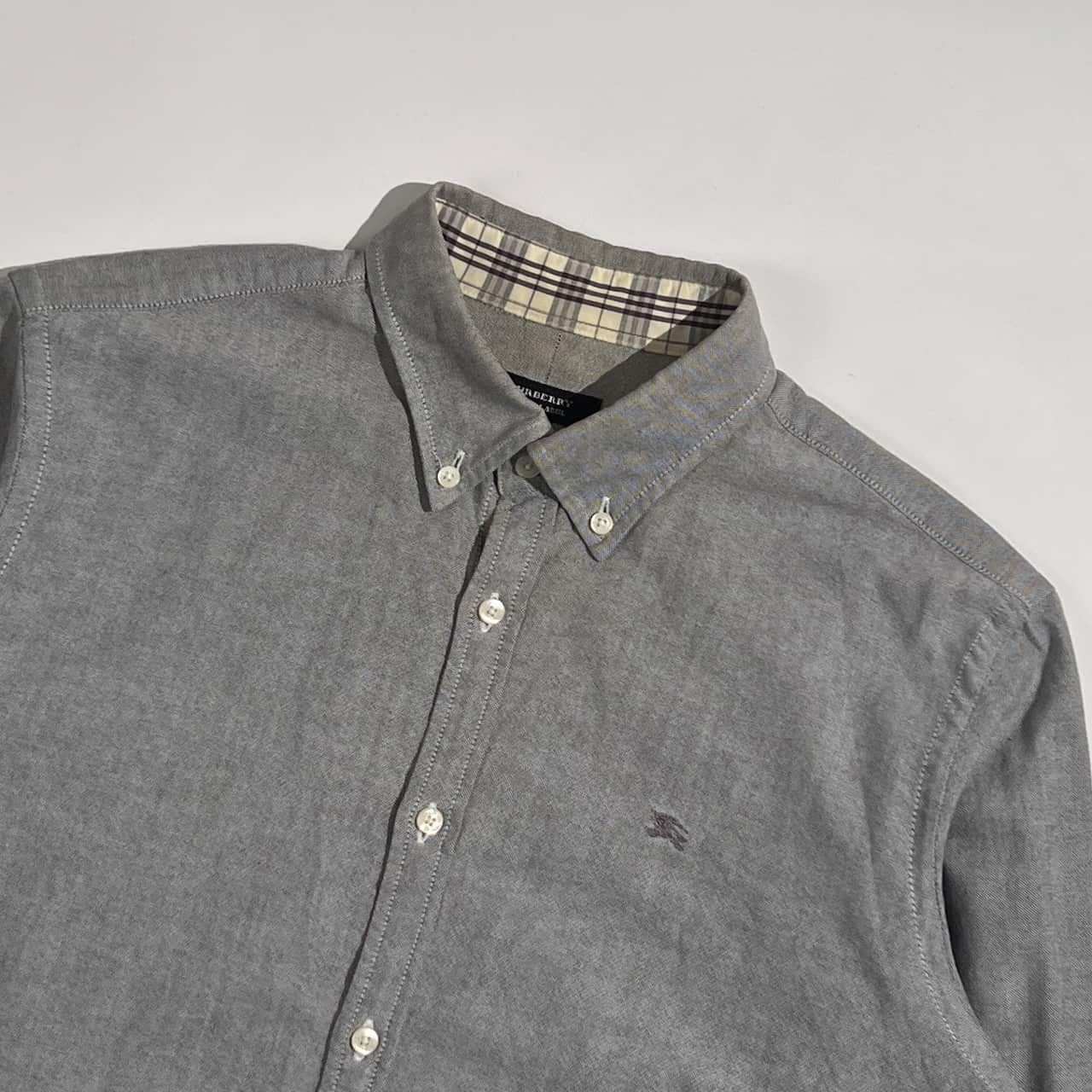 BURBERRY BLACK LABEL バーバリーブラックレーベル  オックスフォード ワンポイント 長袖 シャツ サイズ 3 /グレー系 メンズ