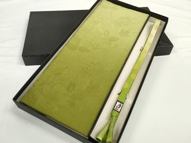 平和屋着物●和装小物　帯締め・帯揚げセット　草花地紋　手組　高麗組　金糸　逸品　未使用　DABD7639zzz 平和屋着物○和装小物 帯締め・帯揚げセット 草花地紋 手組 高麗組